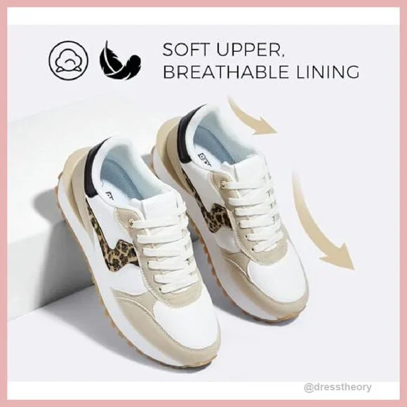 Women's Platform Sneakers with Memory Foam, Slip-Resistant, Size 8.5